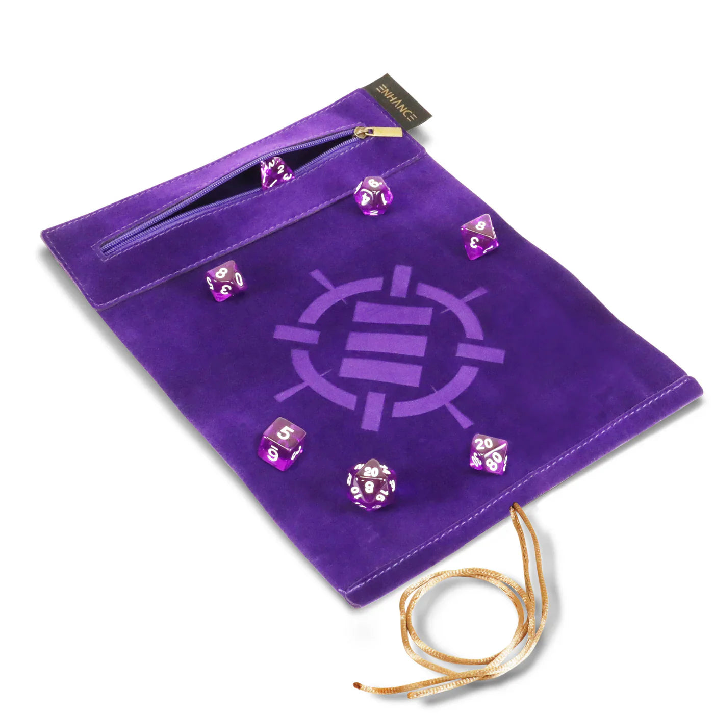 Roll on a Scroll™ Dice Rolling Mat & 7pc Acrylic Dice Set Purple