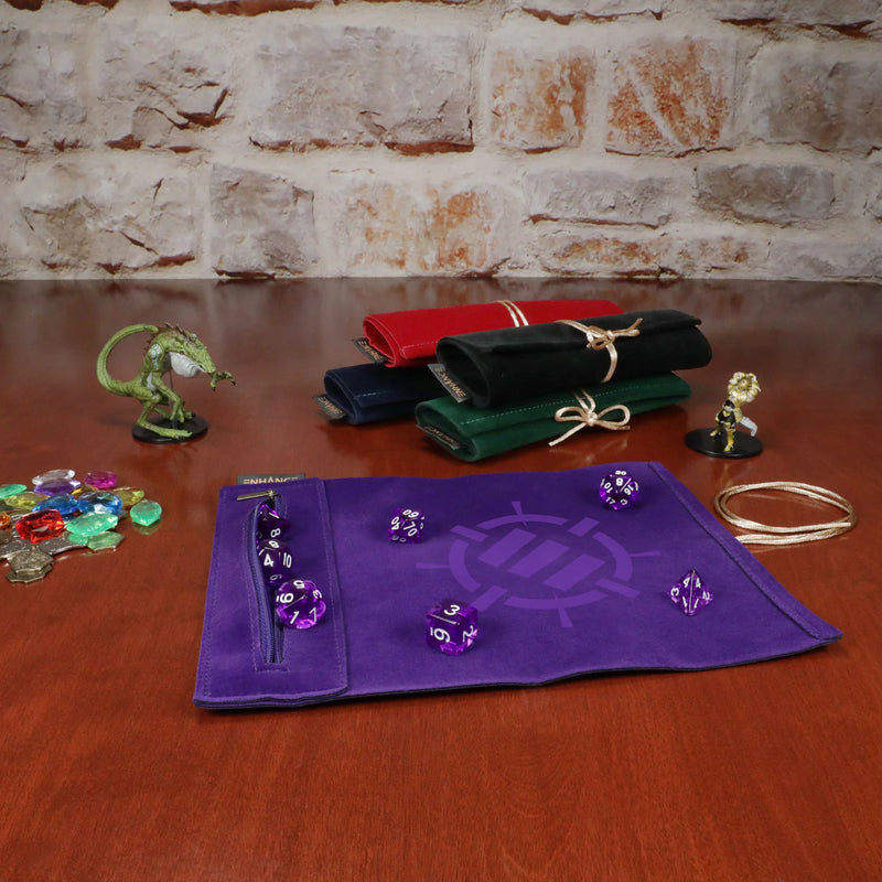 Roll on a Scroll™ Dice Rolling Mat & 7pc Acrylic Dice Set Purple