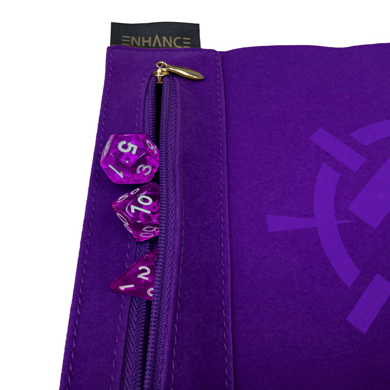 Roll on a Scroll™ Dice Rolling Mat & 7pc Acrylic Dice Set Purple