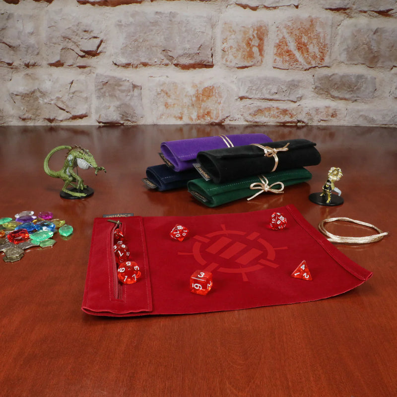 Roll on a Scroll™ Dice Rolling Mat & 7pc Acrylic Dice Set Purple