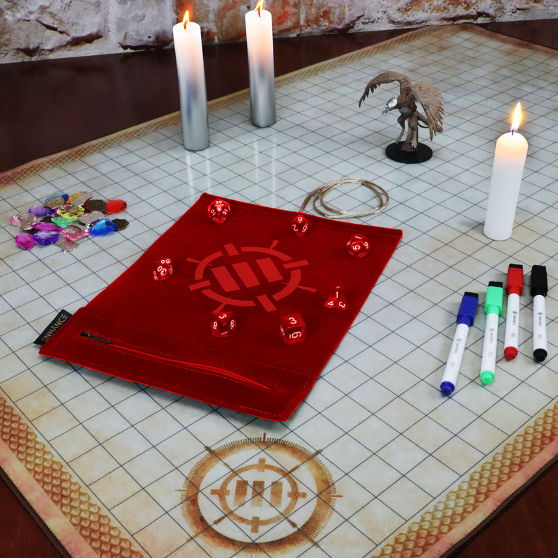 Roll on a Scroll™ Dice Rolling Mat & 7pc Acrylic Dice Set Purple
