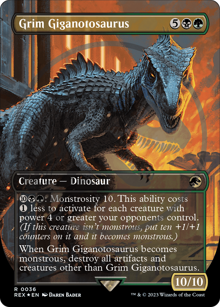 Grim Giganotosaurus (Emblem) (Borderless) [Jurassic World Collection Tokens] | The Clever Kobold