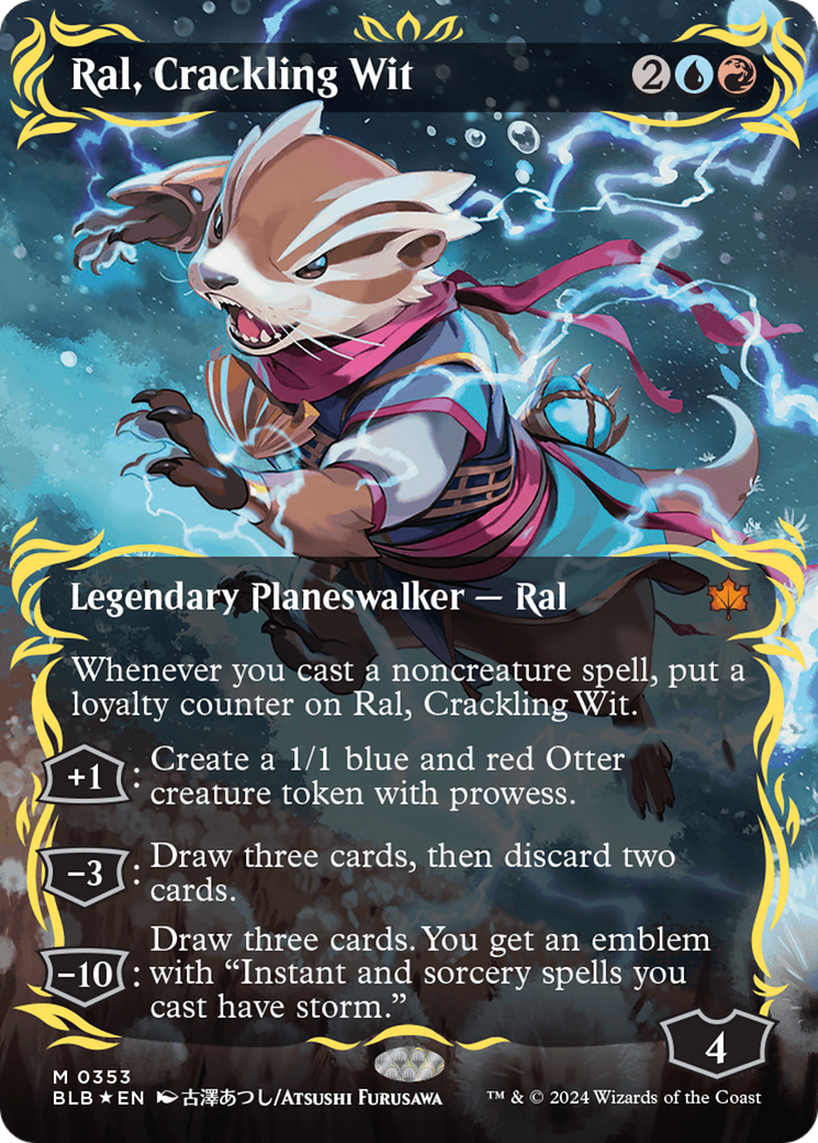 Ral, Crackling Wit (Borderless) (Raised Foil) [Bloomburrow] | The Clever Kobold