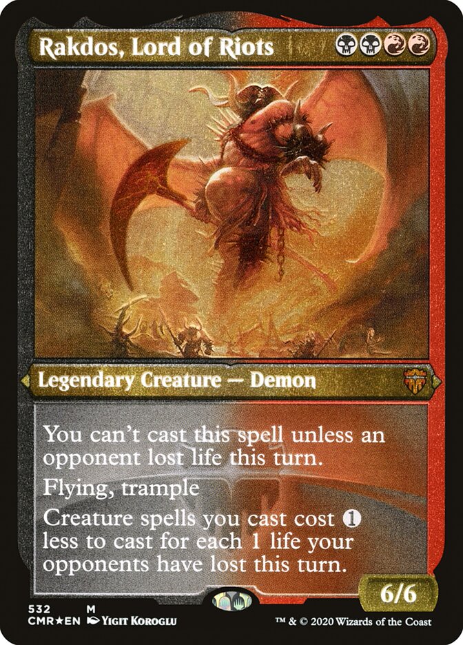 Rakdos, Lord of Riots (Etched) [Commander Legends] | The Clever Kobold