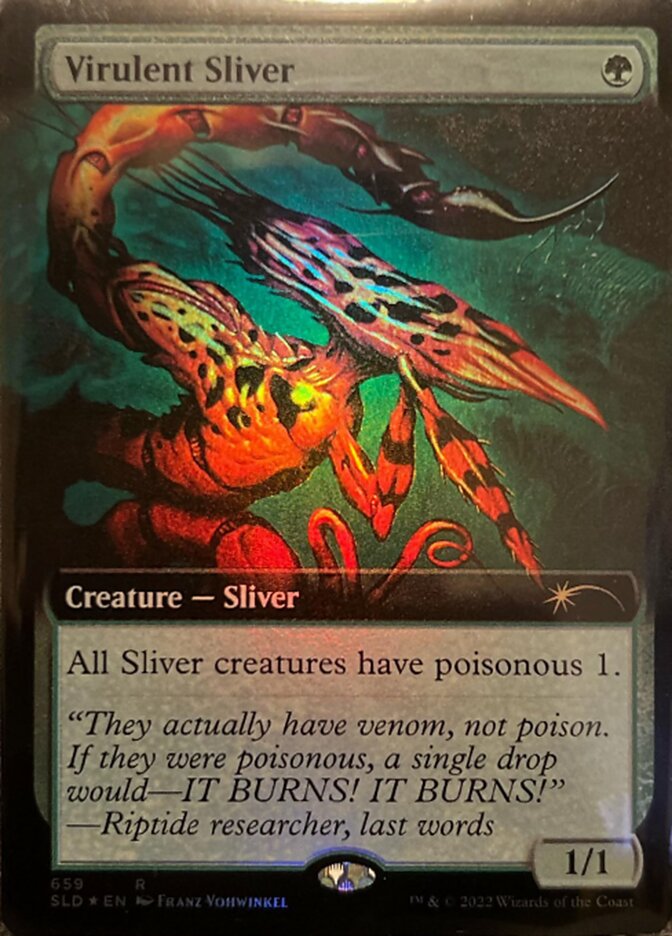 Virulent Sliver (Extended Art) [Secret Lair Drop Promos] | The Clever Kobold