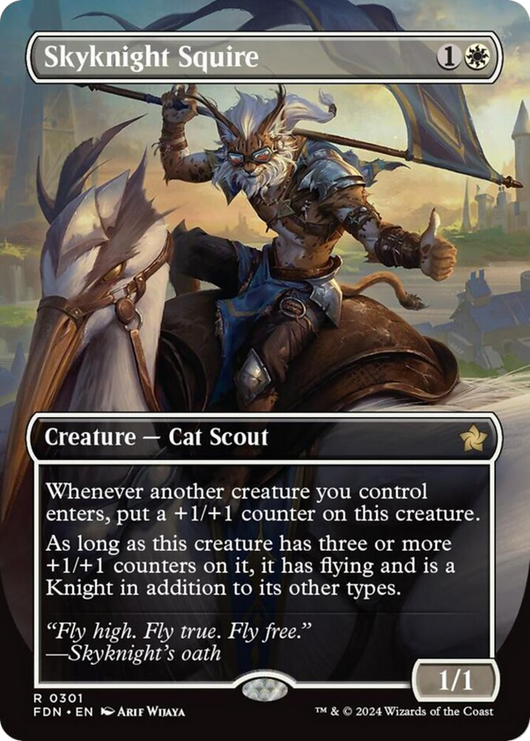 Skyknight Squire (Borderless) [Foundations] | The Clever Kobold