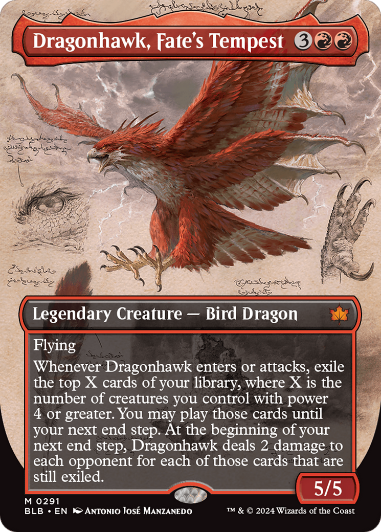 Dragonhawk, Fate's Tempest (Borderless) [Bloomburrow] | The Clever Kobold