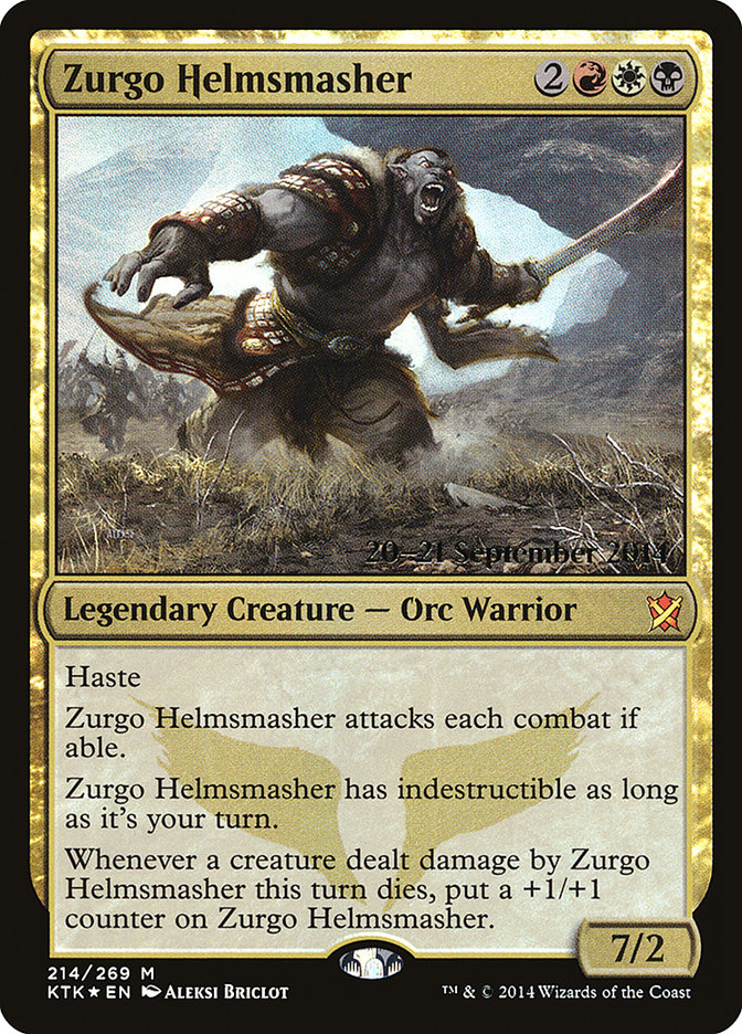 Zurgo Helmsmasher [Khans of Tarkir Prerelease Promos] | The Clever Kobold