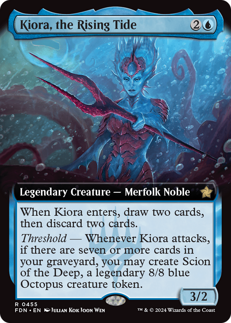 Kiora, the Rising Tide (Extended Art) [Foundations] | The Clever Kobold