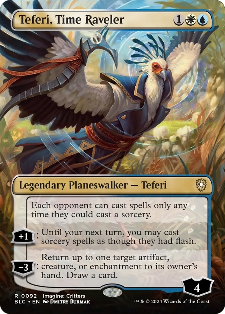 Teferi, Time Raveler (Borderless) [Bloomburrow Commander] | The Clever Kobold