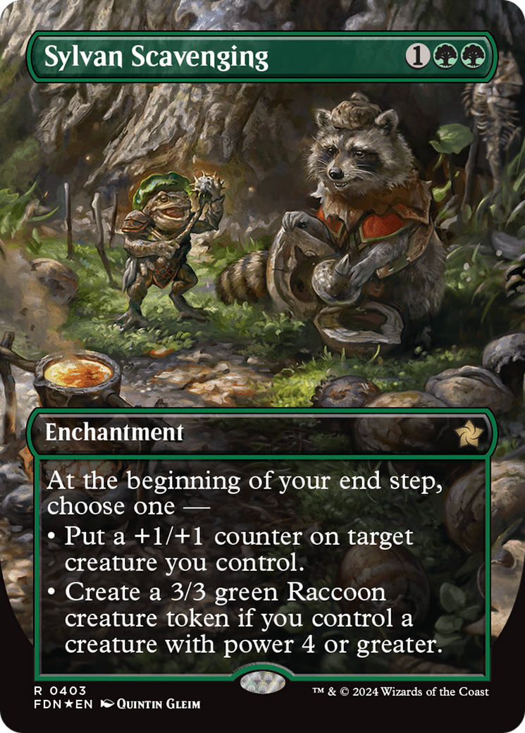 Sylvan Scavenging (Borderless) (Mana Foil) [Foundations] | The Clever Kobold