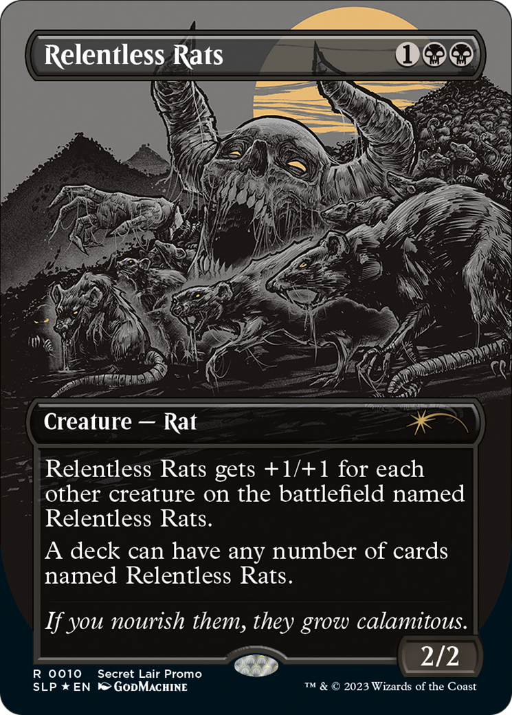 Relentless Rats (Borderless) [Secret Lair Showdown] | The Clever Kobold