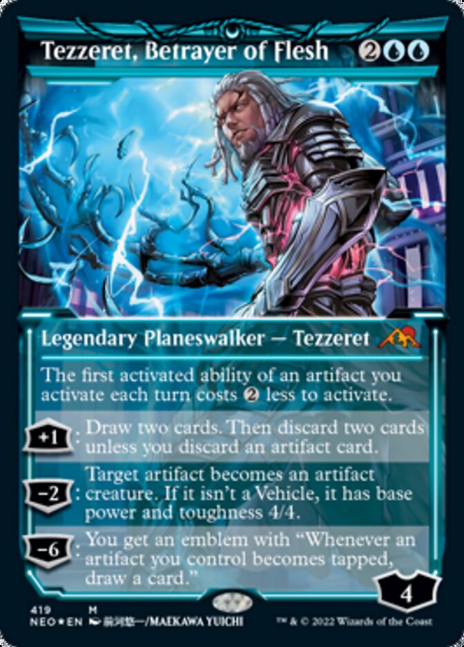 Tezzeret, Betrayer of Flesh (Showcase) (Foil Etched) [Kamigawa: Neon Dynasty] | The Clever Kobold