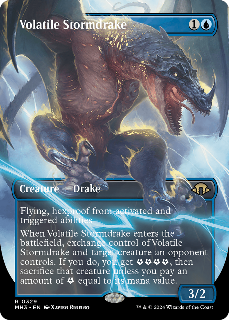 Volatile Stormdrake (Borderless) [Modern Horizons 3] | The Clever Kobold