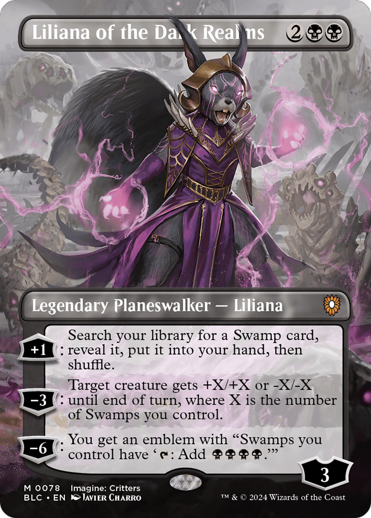 Liliana of the Dark Realms (Borderless) [Bloomburrow Commander] | The Clever Kobold