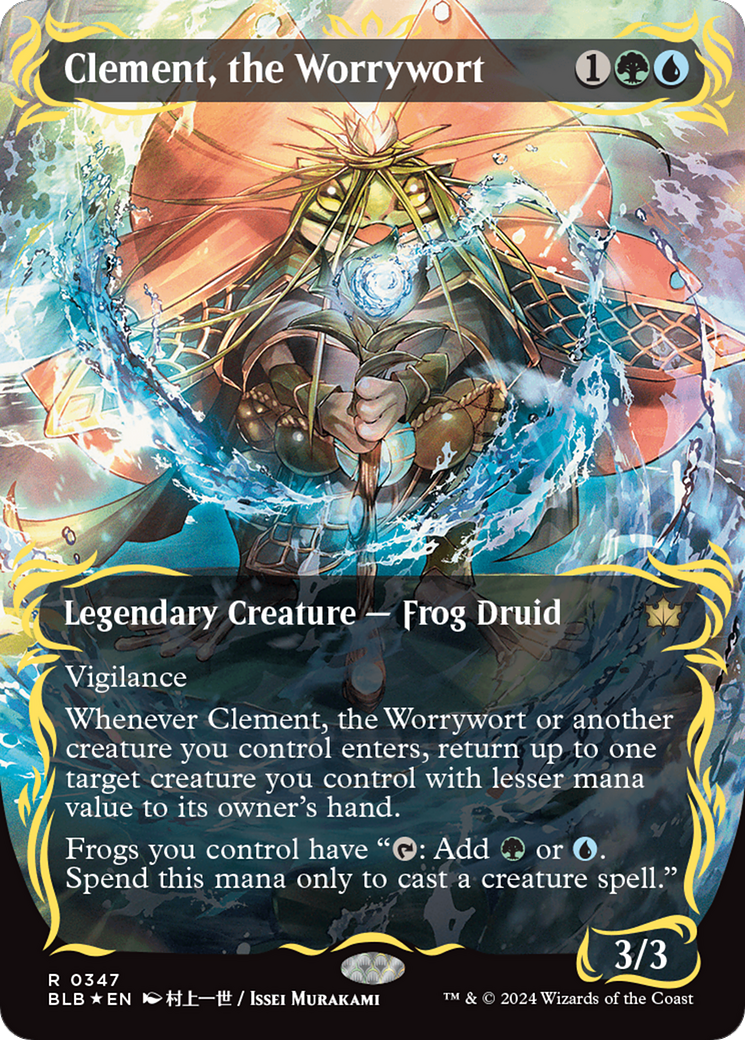 Clement, the Worrywort (Borderless) (Raised Foil) [Bloomburrow] | The Clever Kobold