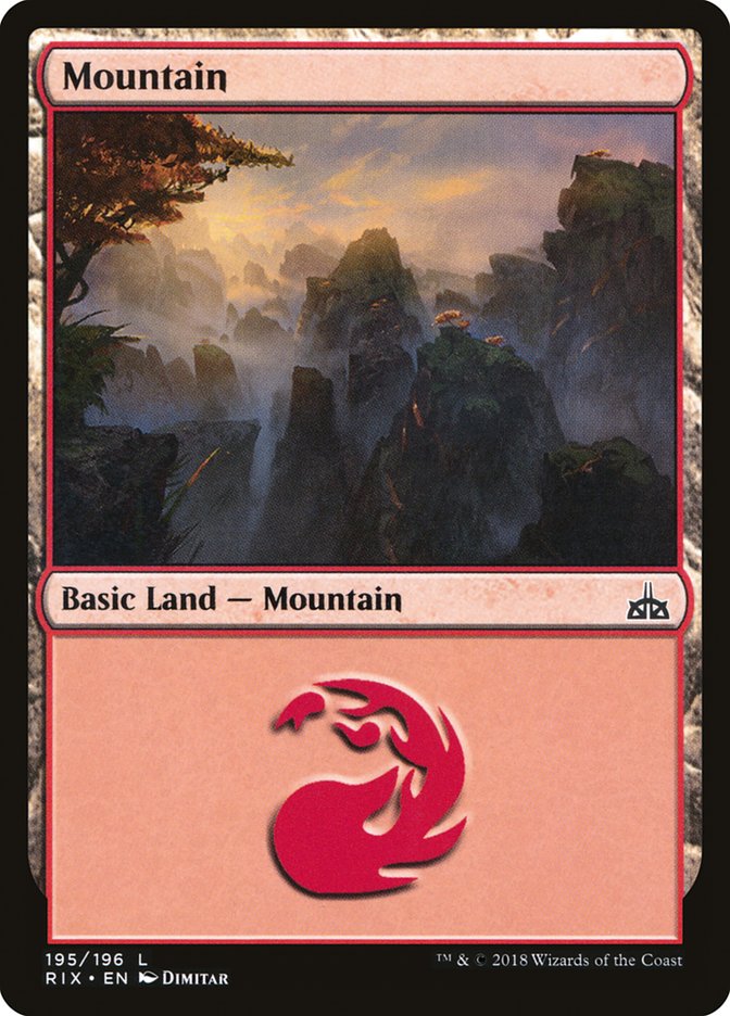 Mountain (195) [Rivals of Ixalan] | The Clever Kobold