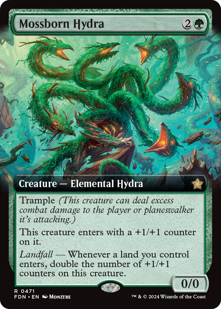 Mossborn Hydra (Extended Art) [Foundations] | The Clever Kobold