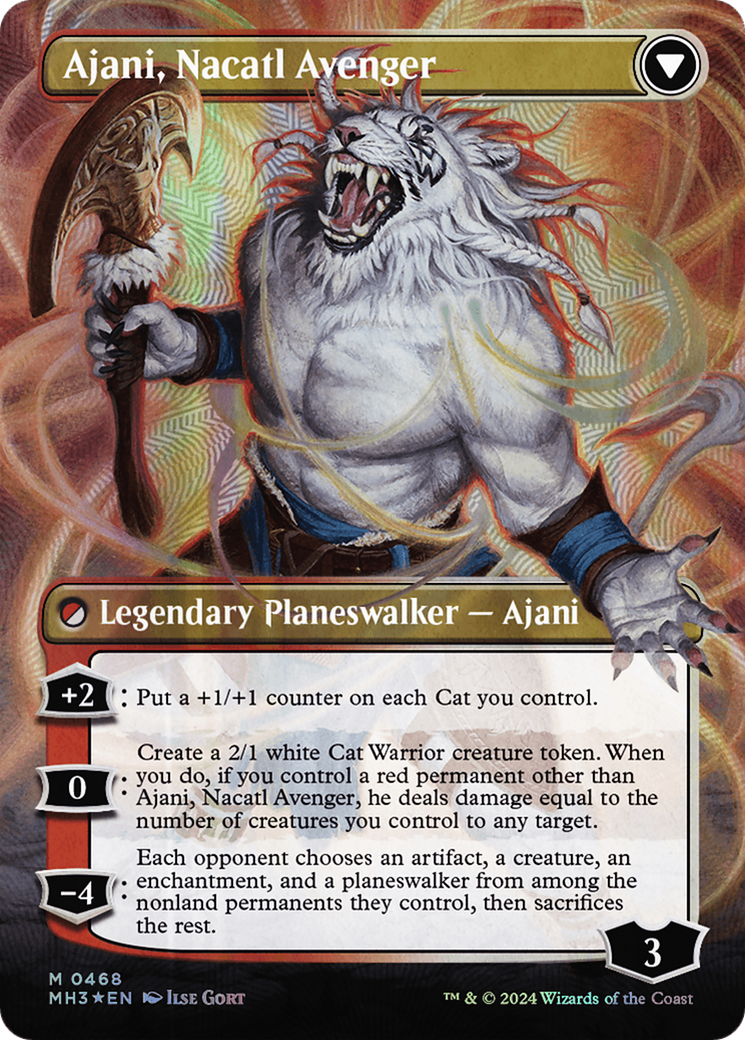 Ajani, Nacatl Pariah // Ajani, Nacatl Avenger (Borderless) (Textured Foil) [Modern Horizons 3] | The Clever Kobold