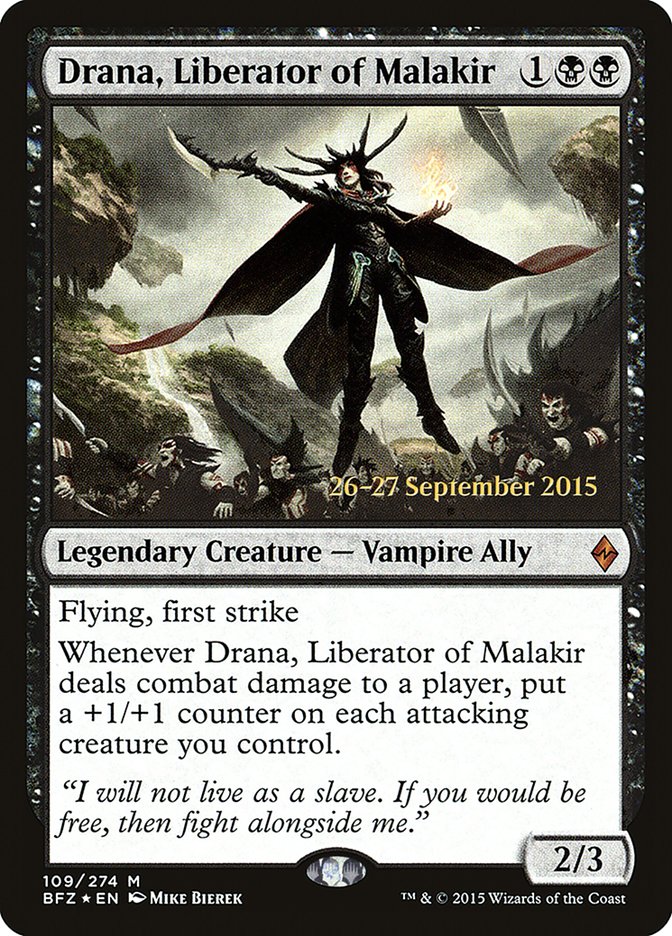 Drana, Liberator of Malakir [Battle for Zendikar Prerelease Promos] | The Clever Kobold