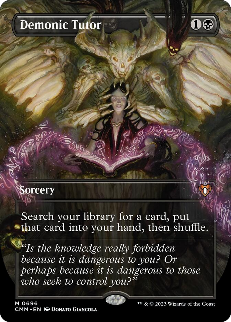 Demonic Tutor (Borderless Alternate Art) [Commander Masters] | The Clever Kobold