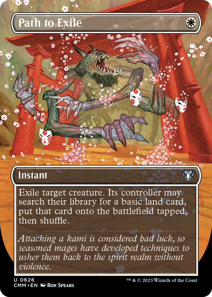 Path to Exile (Borderless Alternate Art) [Commander Masters] | The Clever Kobold