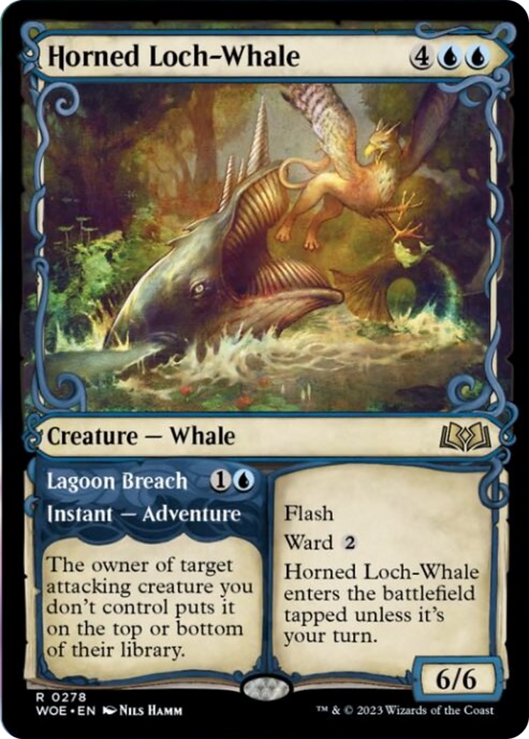 Horned Loch-Whale // Lagoon Breach (Showcase) [Wilds of Eldraine] | The Clever Kobold