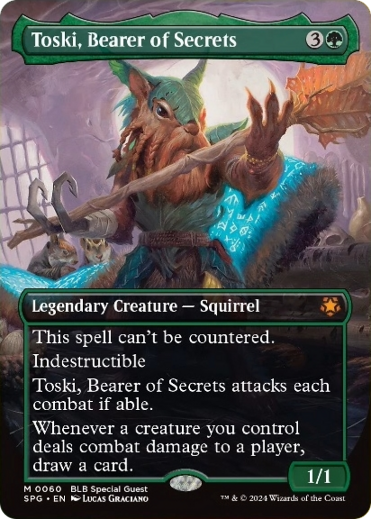 Toski, Bearer of Secrets (Borderless) [Bloomburrow Special Guests] | The Clever Kobold