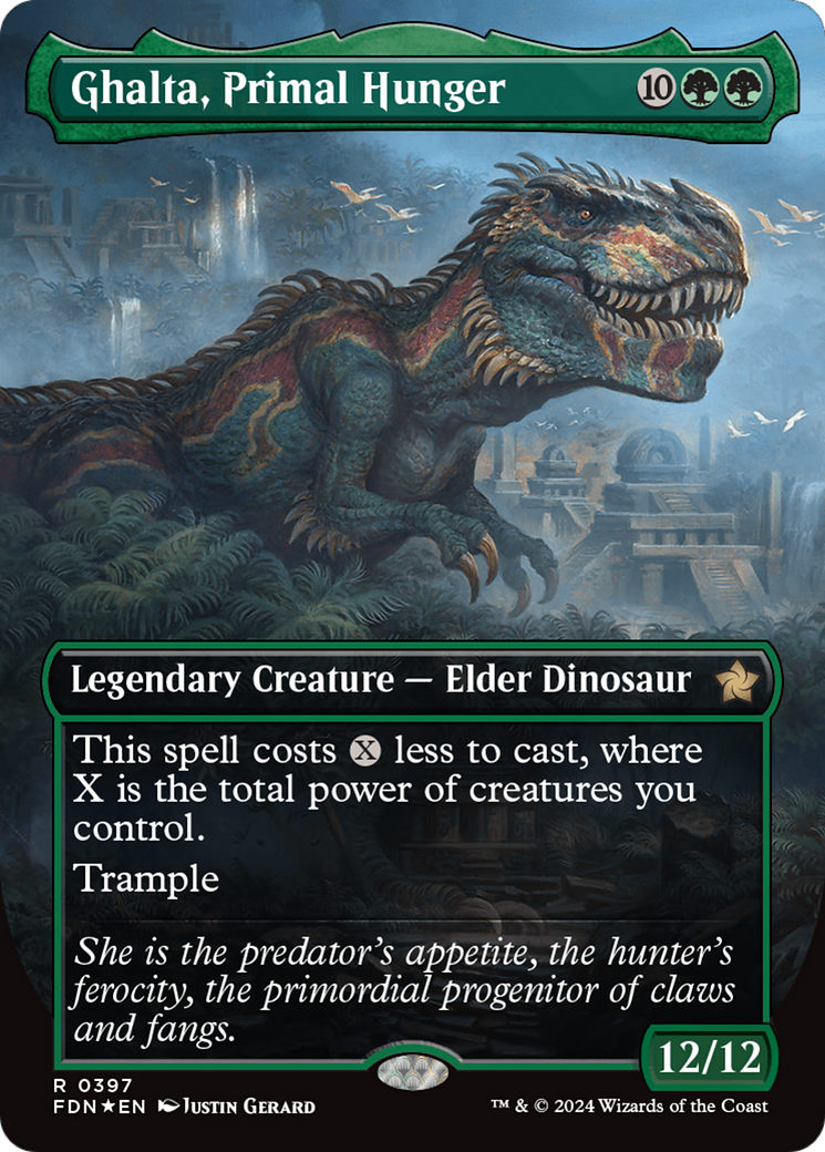 Ghalta, Primal Hunger (Borderless) (Mana Foil) [Foundations] | The Clever Kobold