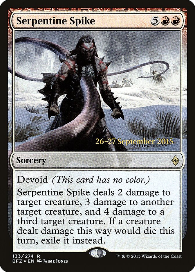 Serpentine Spike [Battle for Zendikar Prerelease Promos] | The Clever Kobold