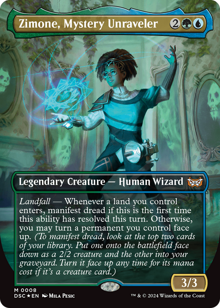 Zimone, Mystery Unraveler (Borderless) [Duskmourn: House of Horror Commander] | The Clever Kobold