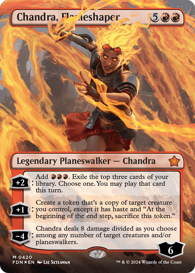 Chandra, Flameshaper (Borderless) (Mana Foil) [Foundations] | The Clever Kobold