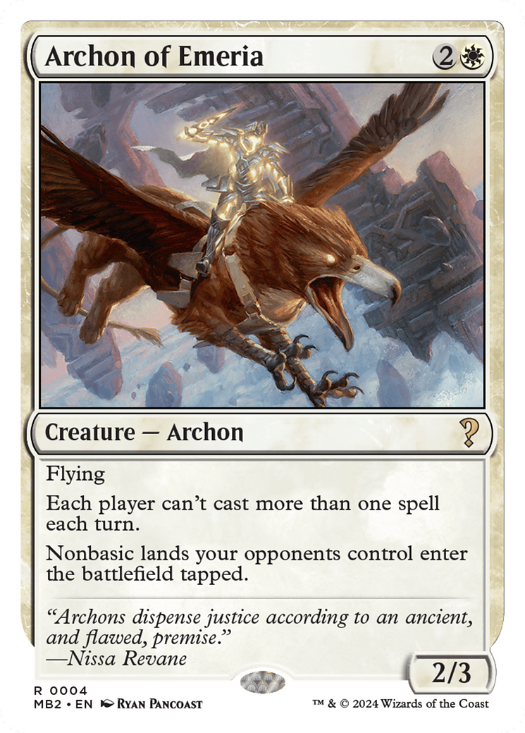 Archon of Emeria (White Border) [Mystery Booster 2] | The Clever Kobold