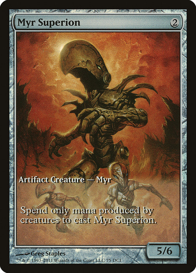 Myr Superion (Game Day) (Extended Art) [New Phyrexia Promos] | The Clever Kobold