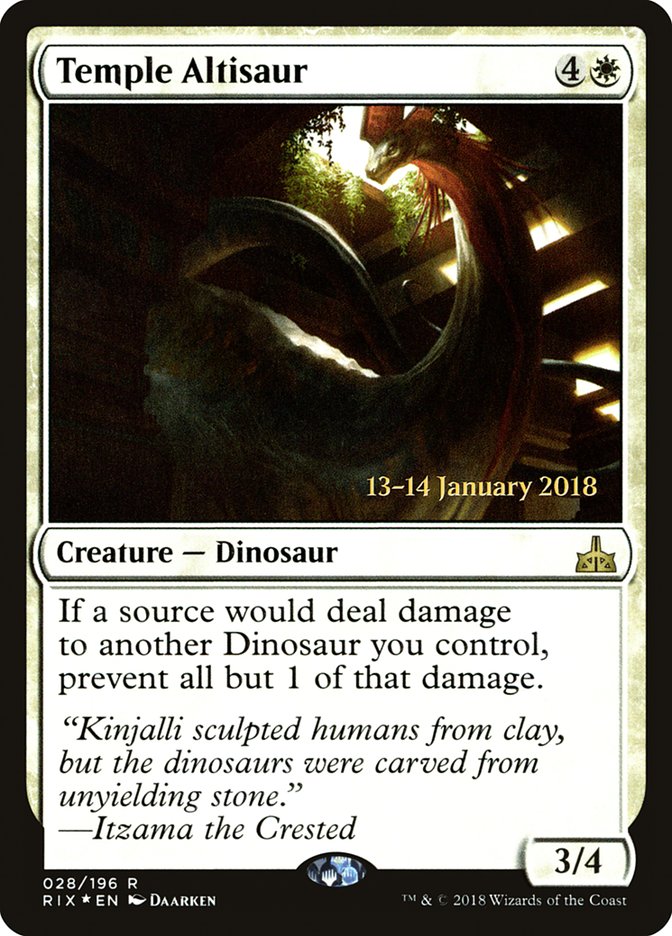 Temple Altisaur [Rivals of Ixalan Prerelease Promos] | The Clever Kobold