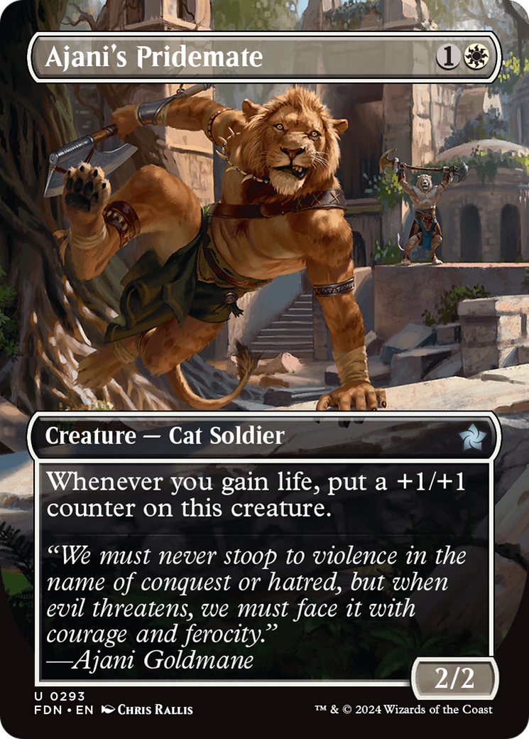 Ajani's Pridemate (Borderless) [Foundations] | The Clever Kobold