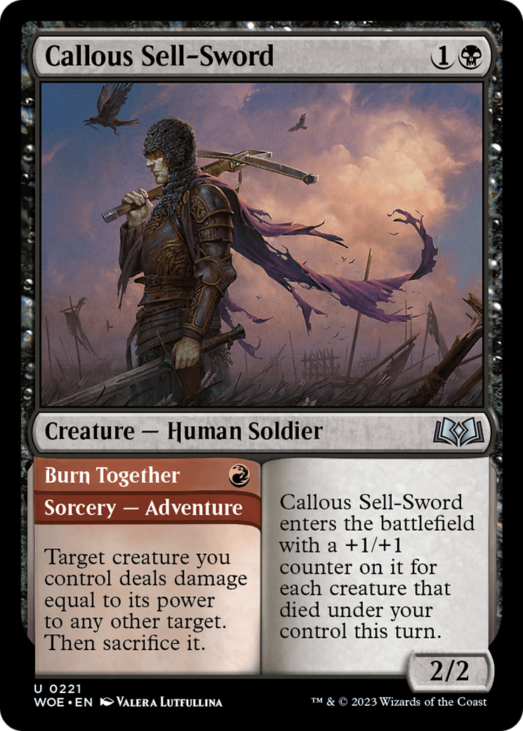 Callous Sell-Sword // Burn Together [Wilds of Eldraine] | The Clever Kobold