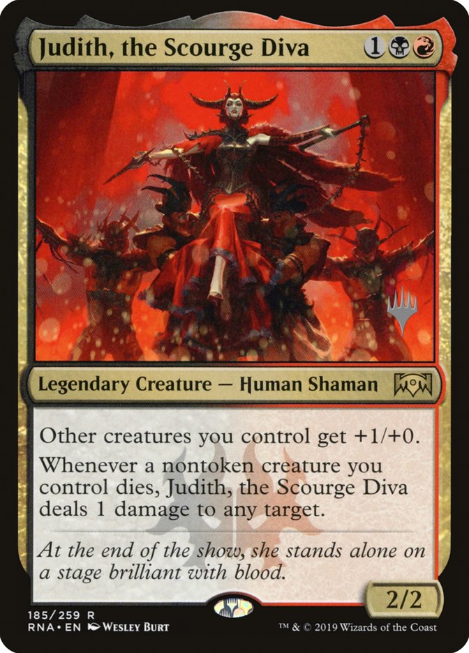 Judith, the Scourge Diva (Promo Pack) [Ravnica Allegiance Promos] | The Clever Kobold