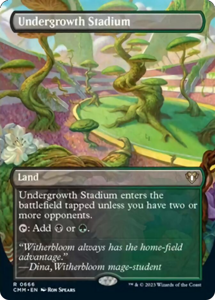 Undergrowth Stadium (Borderless Alternate Art) [Commander Masters] | The Clever Kobold