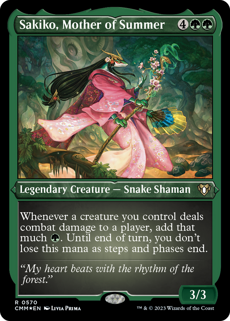 Sakiko, Mother of Summer (Foil Etched) [Commander Masters] | The Clever Kobold