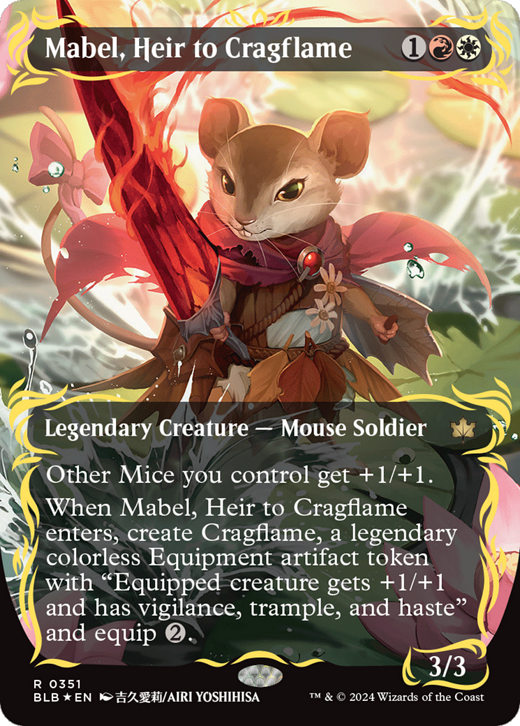 Mabel, Heir to Cragflame (Borderless) (Raised Foil) [Bloomburrow] | The Clever Kobold