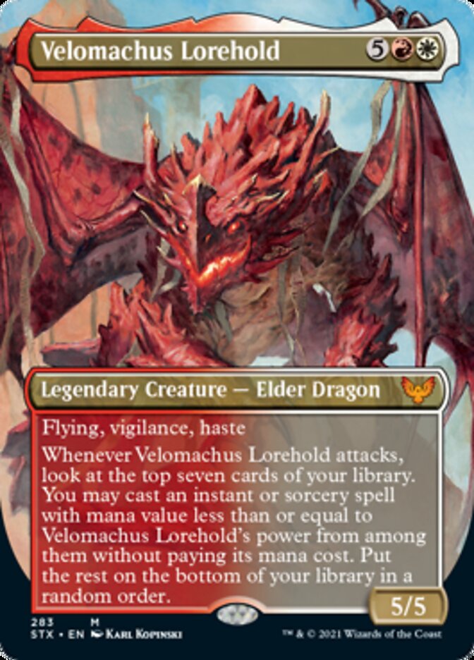 Velomachus Lorehold (Borderless Alternate Art) [Strixhaven: School of Mages] | The Clever Kobold