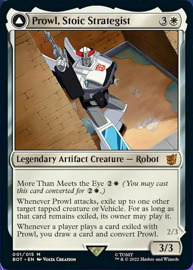 Prowl, Stoic Strategist // Prowl, Pursuit Vehicle [Transformers] | The Clever Kobold