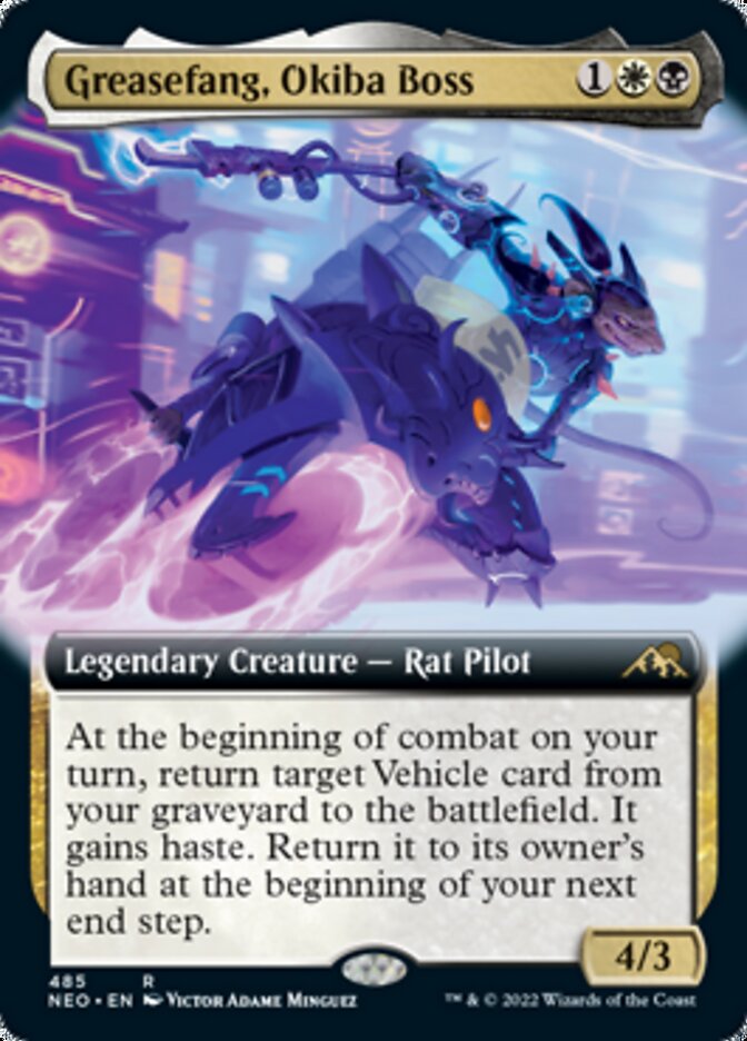 Greasefang, Okiba Boss (Extended Art) [Kamigawa: Neon Dynasty] | The Clever Kobold