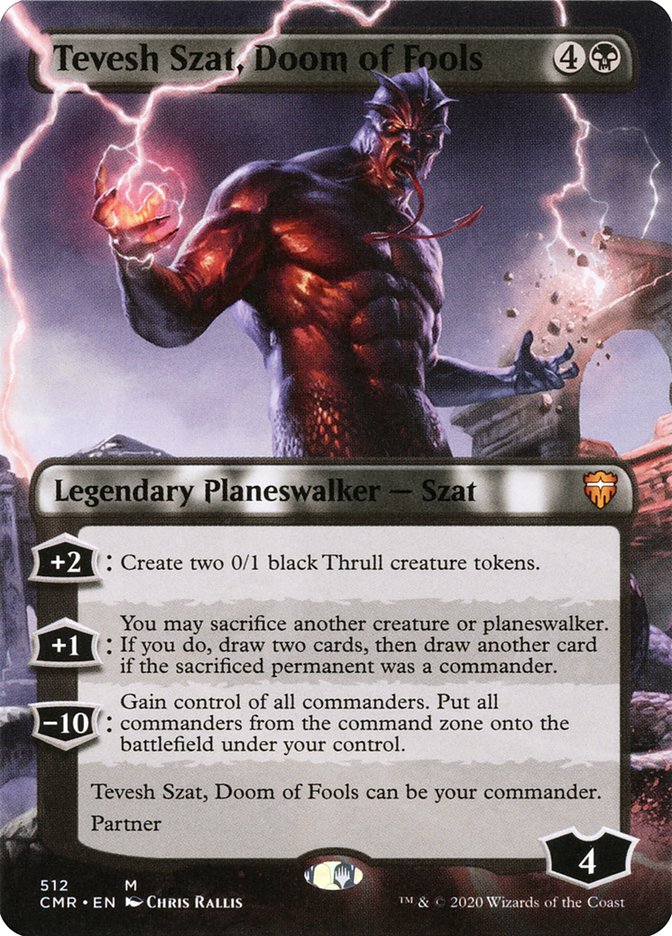 Tevesh Szat, Doom of Fools (Borderless) [Commander Legends] | The Clever Kobold