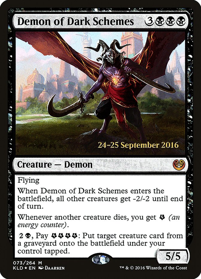 Demon of Dark Schemes [Kaladesh Prerelease Promos] | The Clever Kobold