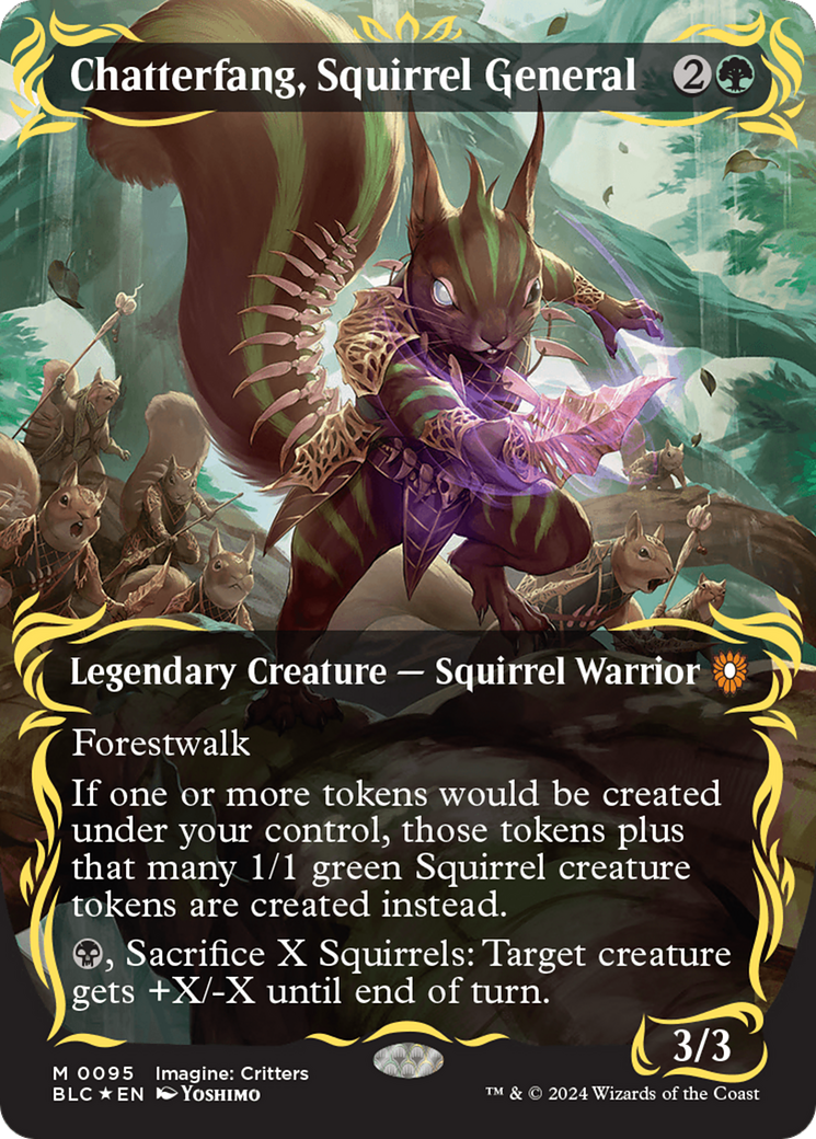 Chatterfang, Squirrel General (Borderless) (Raised Foil) [Bloomburrow Commander] | The Clever Kobold