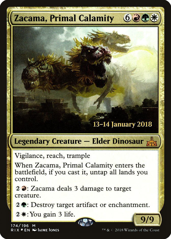 Zacama, Primal Calamity [Rivals of Ixalan Prerelease Promos] | The Clever Kobold