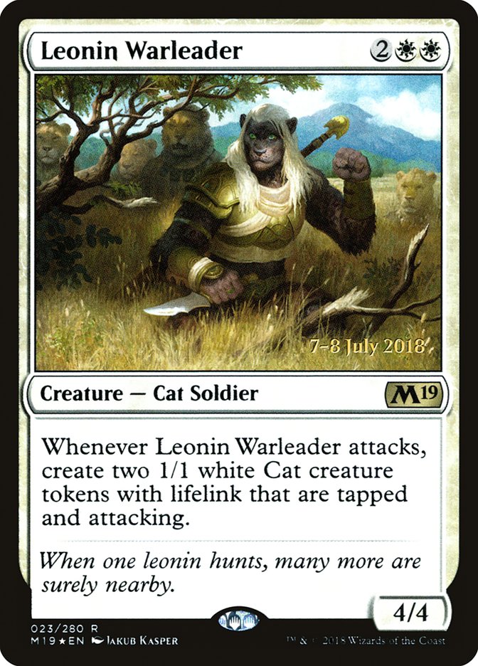 Leonin Warleader [Core Set 2019 Prerelease Promos] | The Clever Kobold