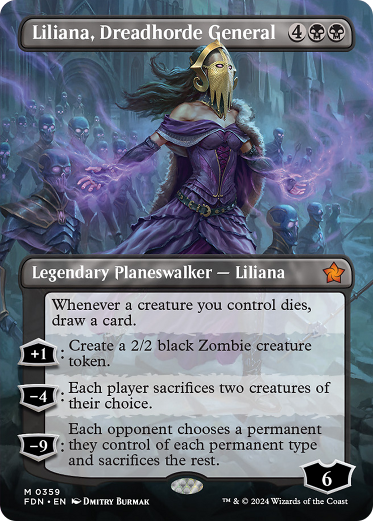 Liliana, Dreadhorde General (Borderless) [Foundations] | The Clever Kobold